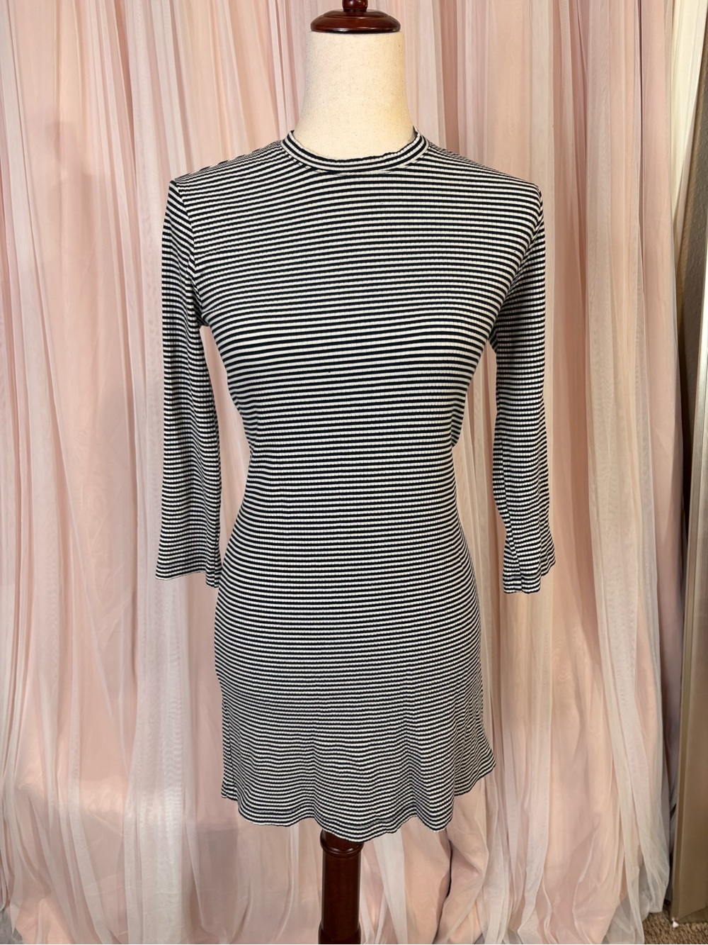 Reformation Black and White Striped Mini Dress
